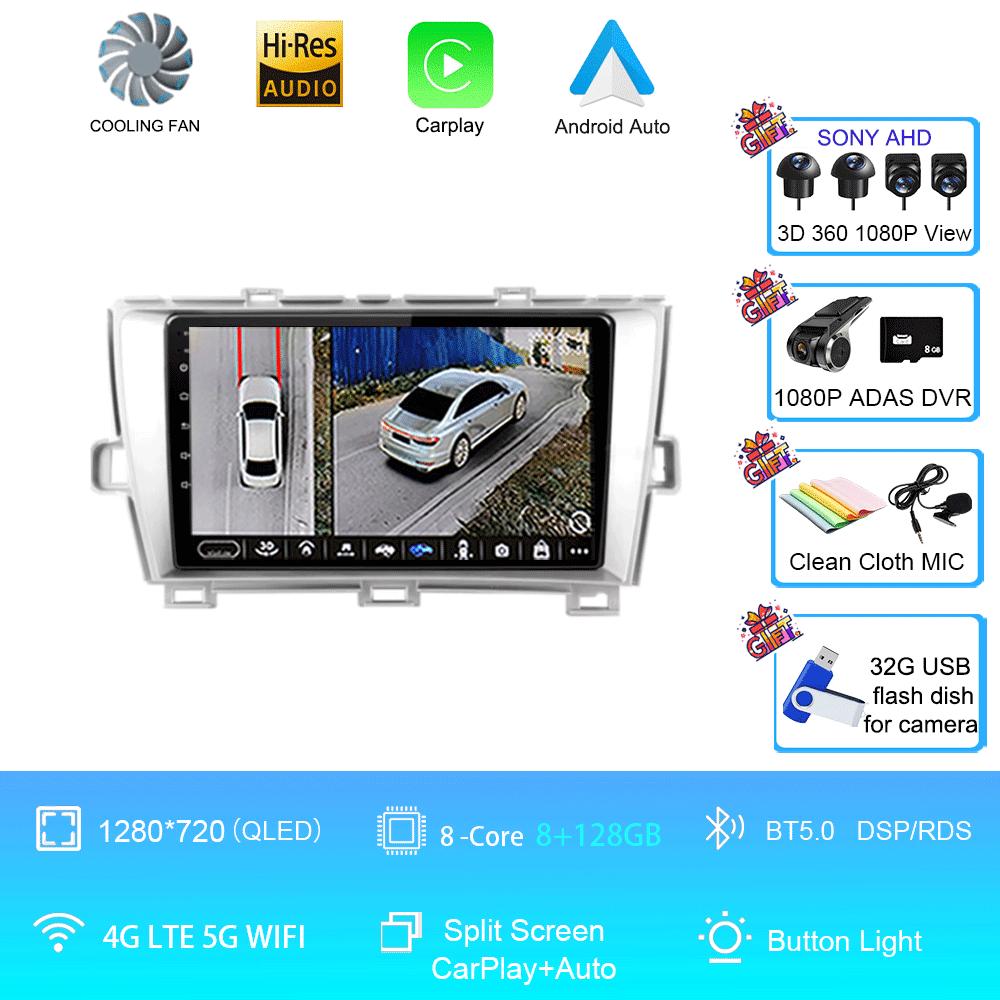 Car Radio Android 14 For Toyota Prius XW30 30 2009-2015 LHD Multimedia Video Player Navigation Stereo GPS 360 Camera No 2 Din 9”