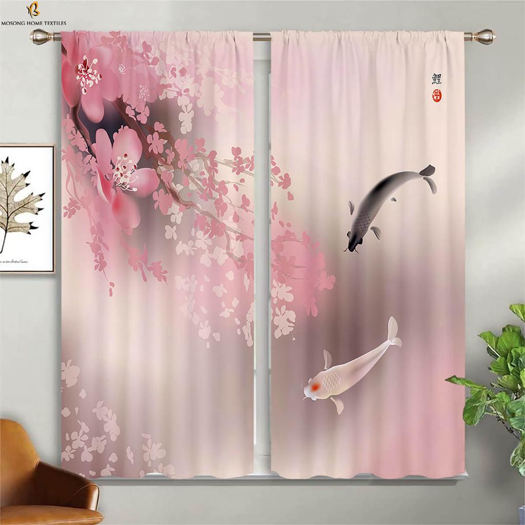 Zasłony Okienne Wzór Atramentowy Pejzaż Zasłony Można Prać w Pralkę Sypialnia Salon Gabinet Studio Zasłony 2 Sztuki