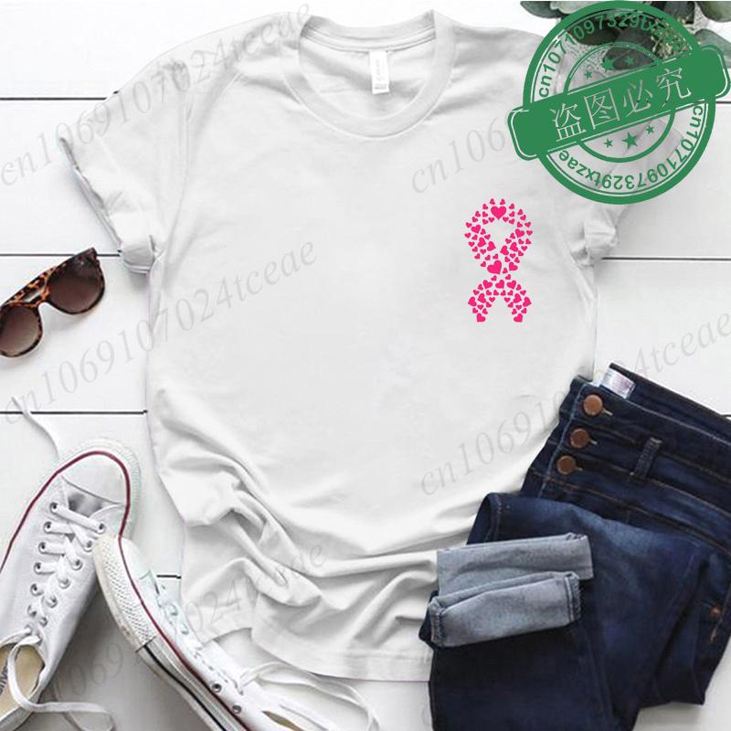 Breast Cancer Awareness Printed Women Tshirt Short Sleeve Pink Clothes Tops Breast Cancer Survivor Tee Shirt Clothing for Women