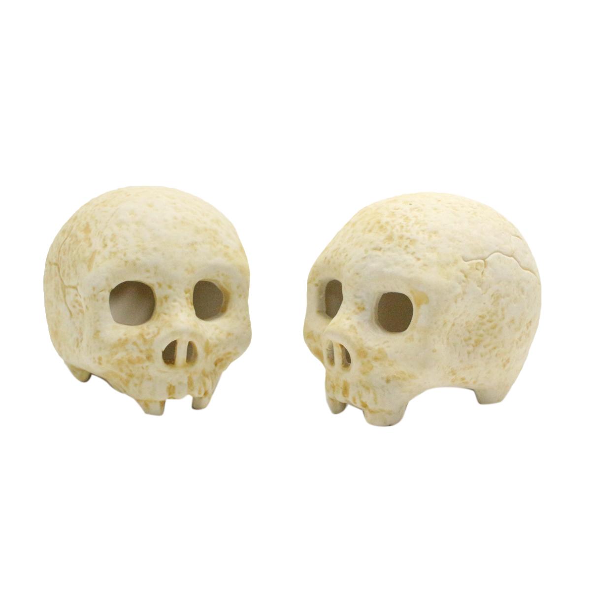 

2-piece set of ceramic handicrafts imitating human skulls, suitable for NG, LP wooden fireplaces, fire pits, campfires, Hallowee
