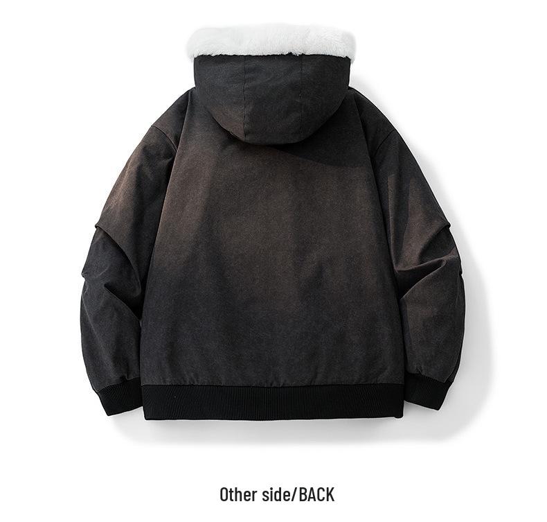 Unisex Thickened Winter Faux Rabbit Fur Jacket with Velvet Lining - Warm Hooded American Style