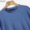 ZANZEA Women Casual Round Neck Long Sleeve Loose Patchwork Blouse