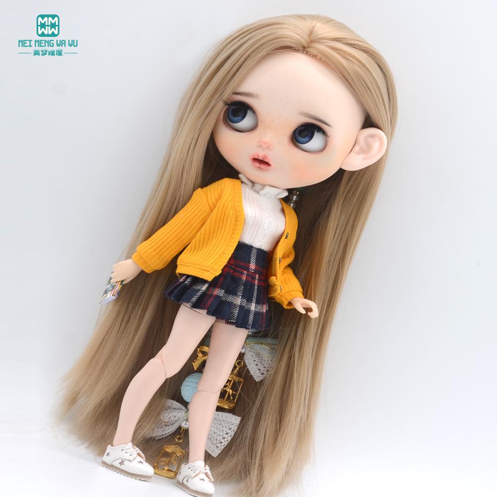 Clothes for doll Fashion multicolor cardigan short skirt  jeans fits Blyth Azone OB22 OB24 doll accessories