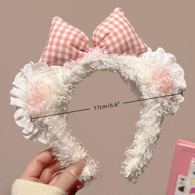 Cute Plush Headbands For Women Bear Hairbands Girls Makeup Headband Wash Face Head Band Non-Slip Flower Hair Hoop Headwear