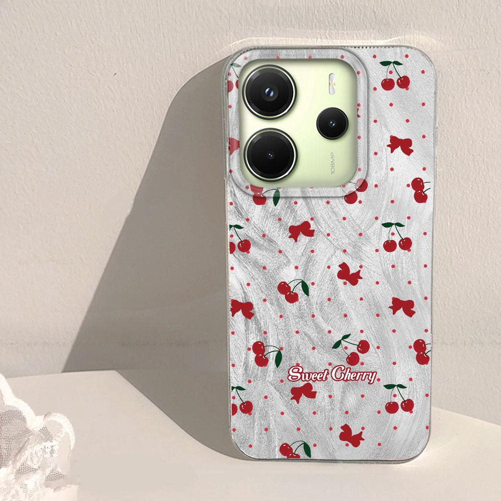 Circular Dots Cherry Feather Texture Phone Case for Xiaomi Redmi 13C 14C A5 A3 A4 A3X A1 A2 Note 14 13 12 11 11S 10 Pro Cover