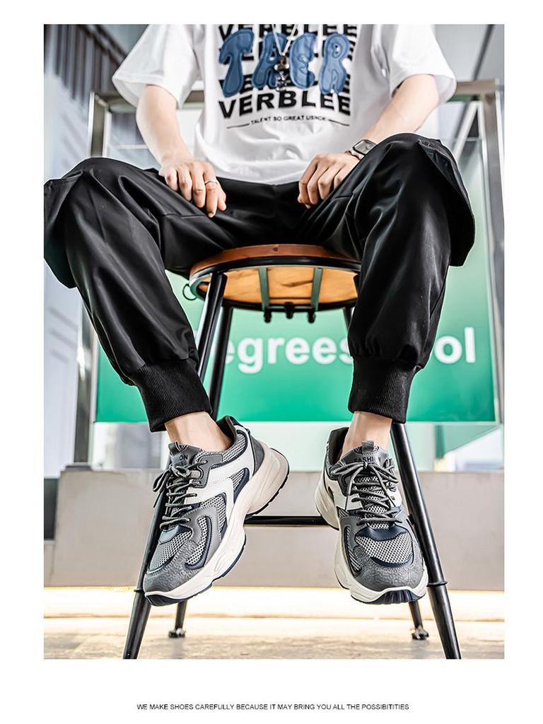 Męskie letnie sneakersy z siateczki 2025: Modne, oddychające, na grubej podeszwie, codzienne buty taty