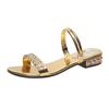 Fashion Women Slippers 2025 New Fashion Sandals Non-Slip Crystal Luxury Ladies Slippers Rivet Rhinestone Low Heels Shoes Slides Women