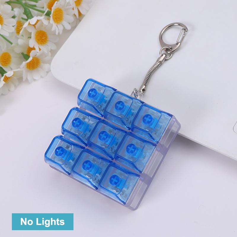 9 Keys Led Keyboard Key Toy Mechanical Keyboard Axis Tester Stress Relief Diy Fidget Button Keycap Fidget Keychain Toys Gift