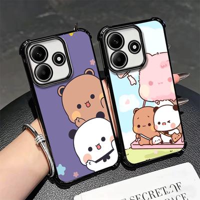 Bubu Dudu Cartoon Cute Plating Phone Case For Xiaomi Redmi Note 14 15 Pro Plus 13 12 11 11S 11T 10 9S 9 5G Anti-Fall Airabag Cov