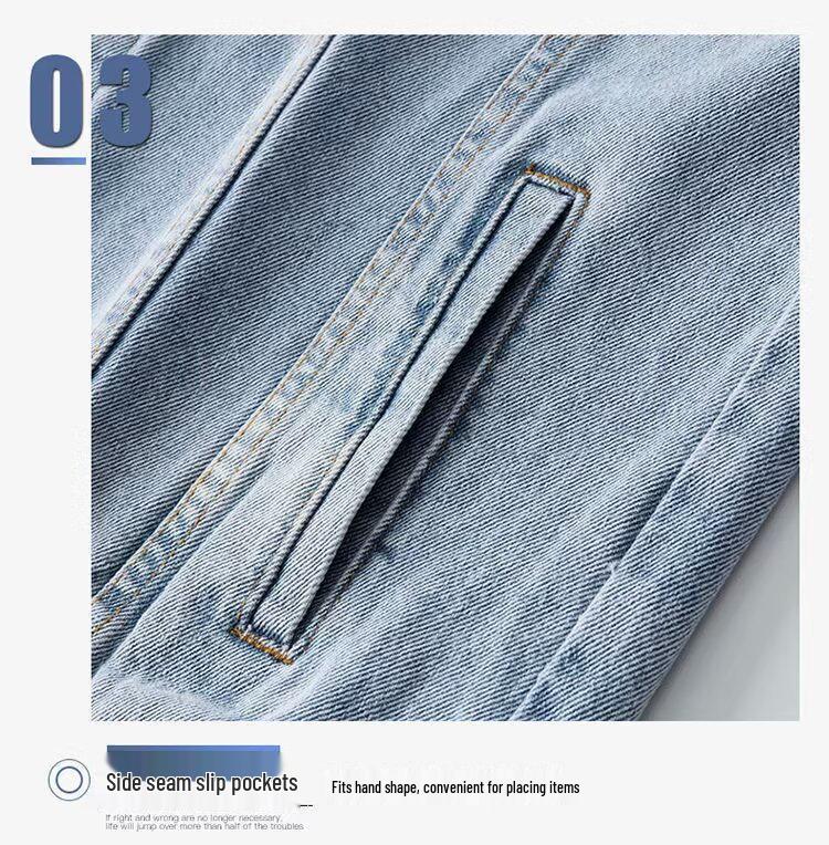 Men's Retro Light Denim Jacket - Trendy Spring/Autumn Casual Loose Fit