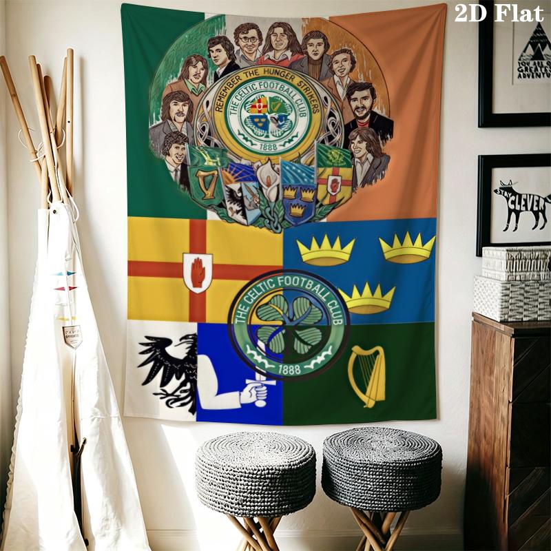 Celtic Football Club Wall Tapestry Aesthetic Wall Hanging Printed Fabric Blanket Decorative Tapestries for Bedroom Living Room Home Decor