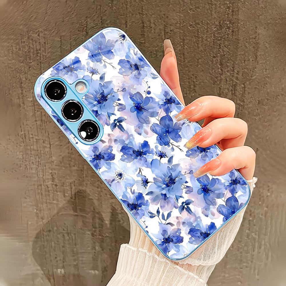 

Чехол в китайском стиле с цветами для Samsung Galaxy S26 S25 S24 S23 S22 FE Ultra Plus Стеклянное покрытие ощущение голого корпуса для женщин GalaxyS25