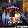 Custom Name Baseball Glove Bat Throws Blanket Flannel Blankets for Couch Bed Gifts for Men Women Picnic Blanket Christmas Fan Gifts