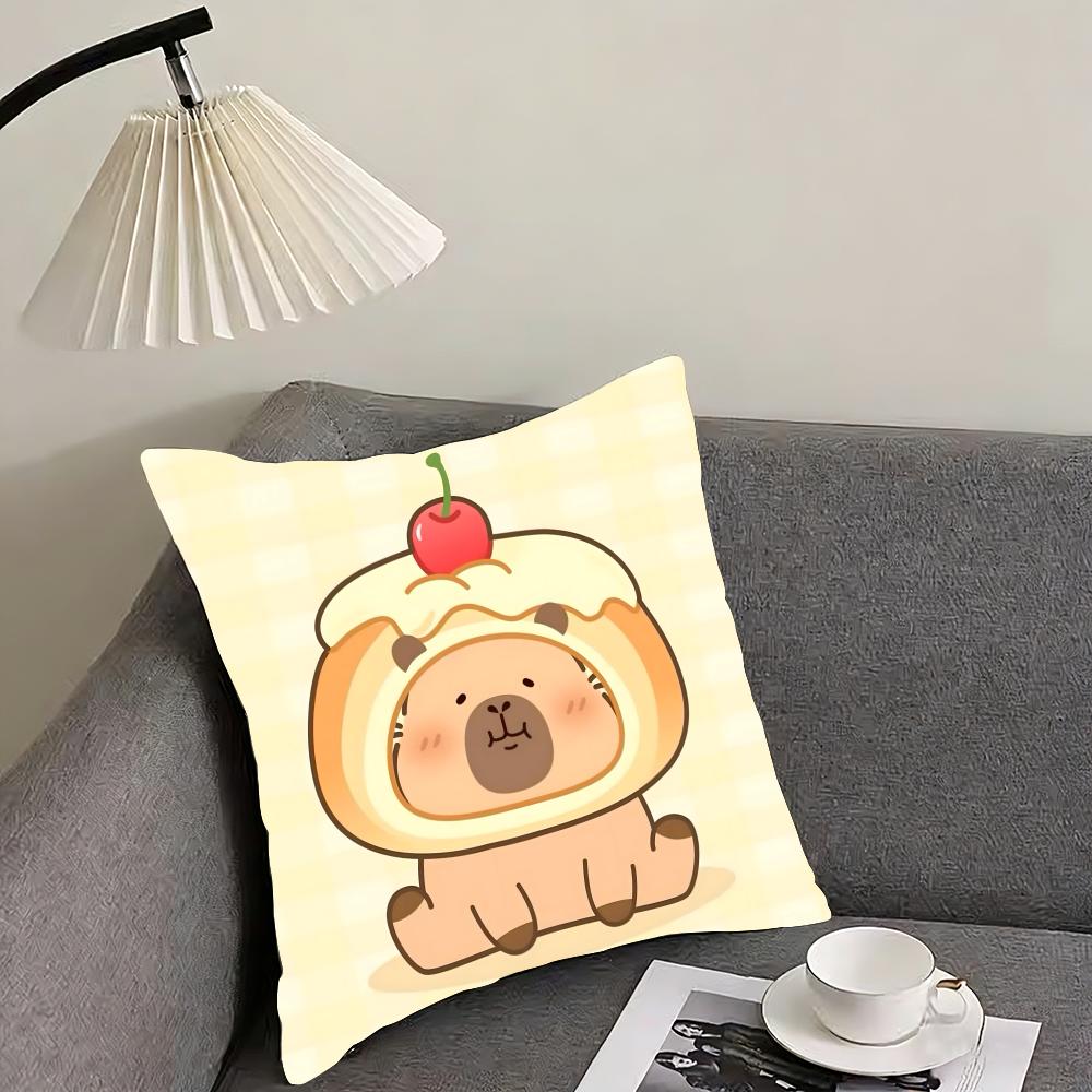 Cute Cartoon Capybara Cushion Cover Pillowcase Ultra Soft Skin Friendly Fabric Cloud Like Comfort Concealed Zipper