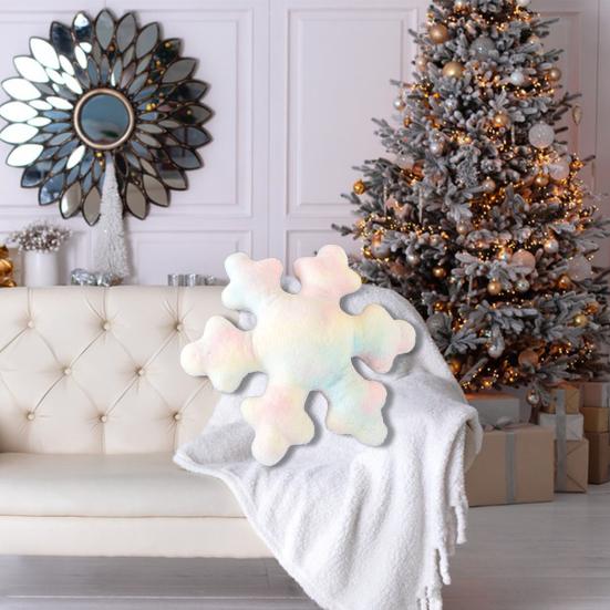 Pernă cu fulgi de zăpadă de Crăciun perne decorative de pluș de iarnă canapea în formă de fulg de nea Decorare canapea pat Moliciune Decor adorabil de iarnă