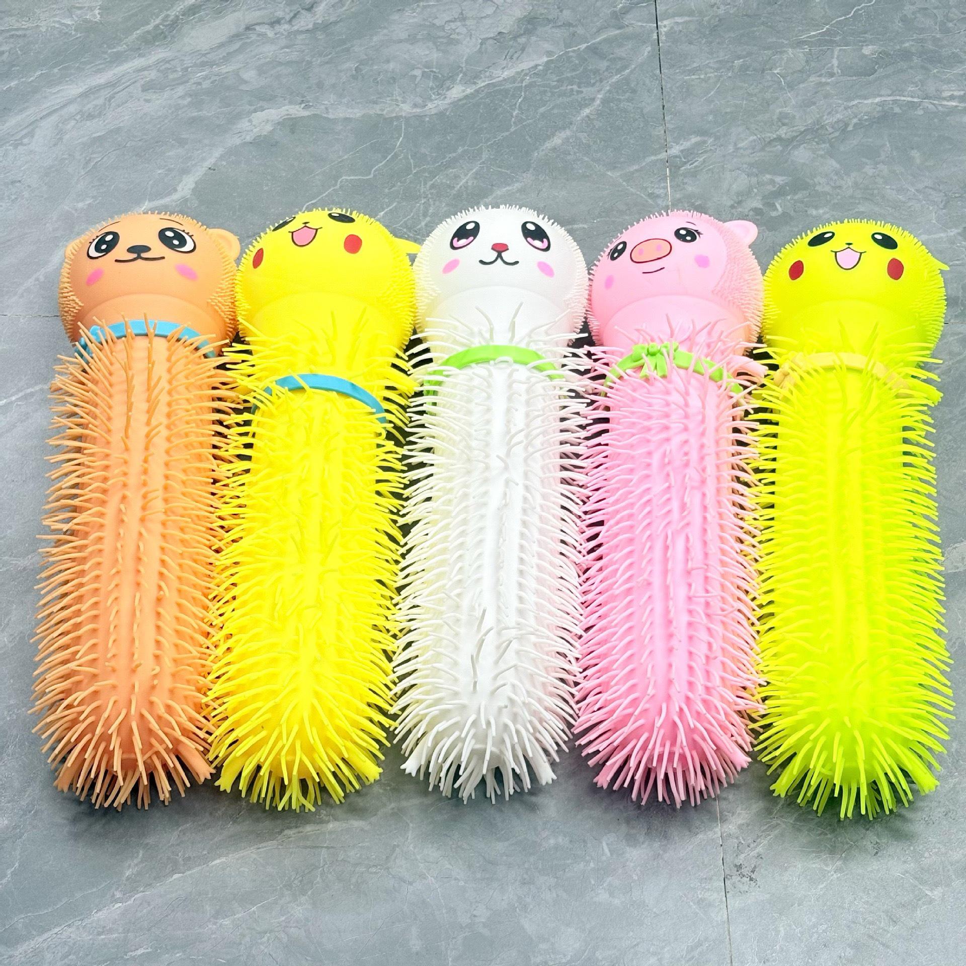 

Glittery Light-Up Caterpillar Cartoon Squeeze Toy for Stress Relief