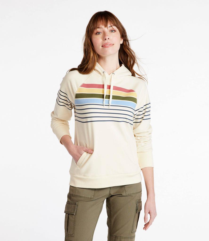 Striped Hoodie Regular US Size Cream Multi Product 1000116578 L.L.Bean Women's 24/7 Sweatshirt, Fit, Small, Stripe, Number