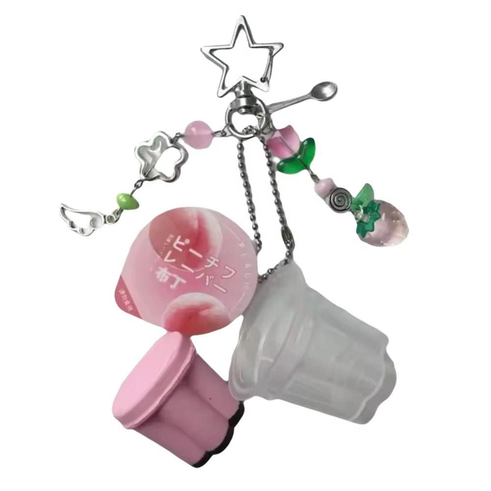 Aardbei Tulp Japanse Pudding Sleutelhanger Heisei Retro Eierflan Charm Meisje Dames