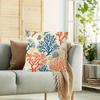 1pc Orange, Blue, and Beige Coral Reef Coastal Style Pillowcase, Soft and Comfortable Polyester Short Plush Fabric, Single-Sided Print, Pillow Insert