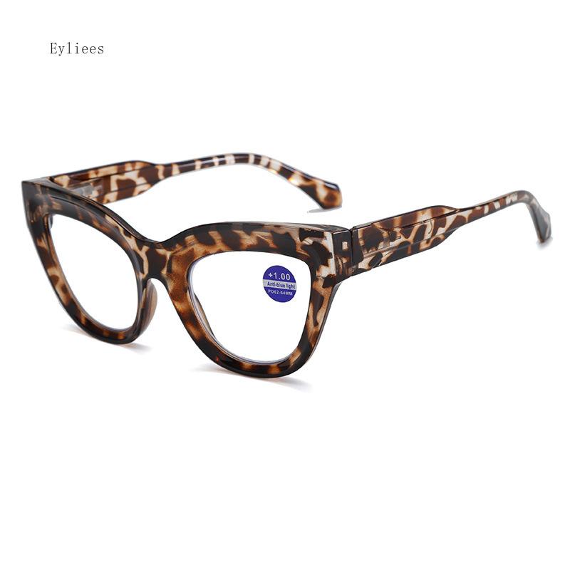 Damen Große Katzenaugen Lesebrille Trendige Modische Übergroße Weitsichtbrille Männer Frauen Blaulichtfilter Plus Dioptrien Brille