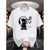 Summer Men's 100_ Cotton Casual Loose Fit Plus Size Music Themed Printed Comfortable Sports Round Neck Short Sleeved T-shirt Top