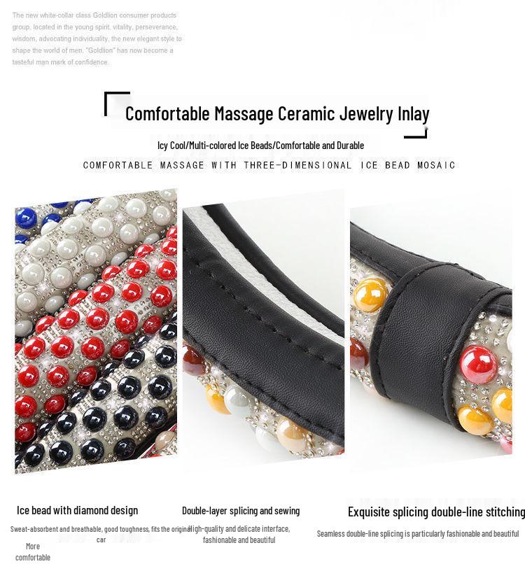 Women's Ceramic Ice Bead Diamond Steering Wheel Cover - Non-slip, Universal, Four Seasons