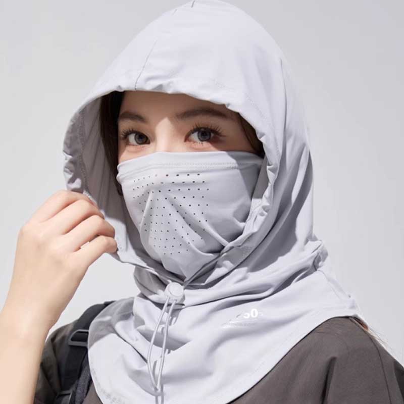 UPF 50+ Solhatt med Ansiktsmask och Nackskydd Andningsbar Isilke Helansikts Solskyddshatt för Körning Utomhusaktiviteter