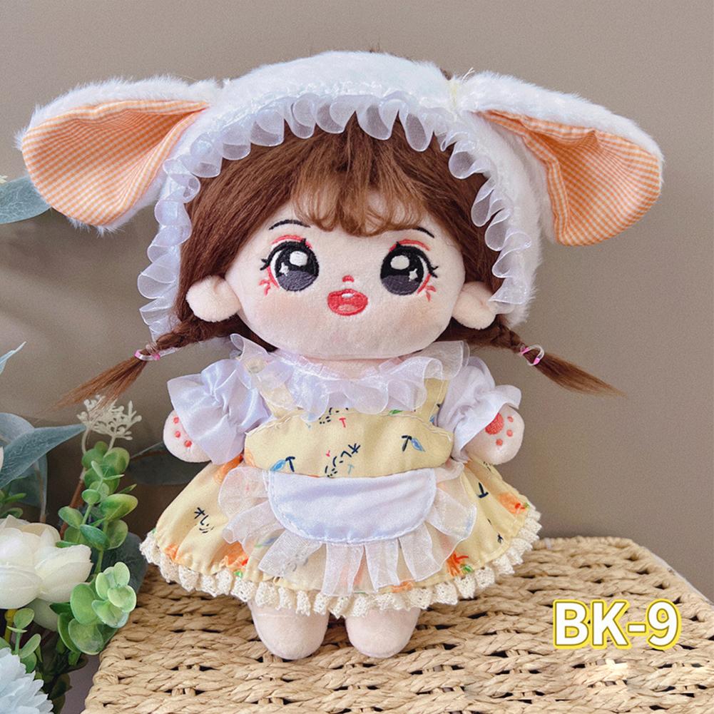 20CM Baumwolle Puppe Strampler Cartoon Plüsch Puppe Ersatz Outfit Lolita Kleid Spielen Haus Zubehör Mini Kleidung