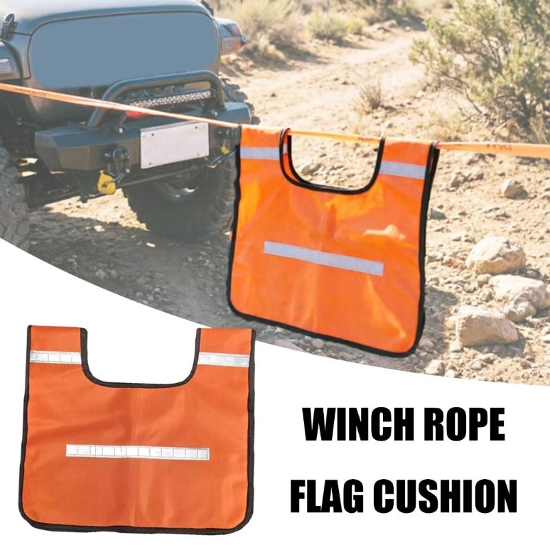 Recovery Line Damper Blanket for Towing Use, Textile Winch Cable Cover with Reinforced Edges, Foldable Storage Piece for Trail Vehicle Use
