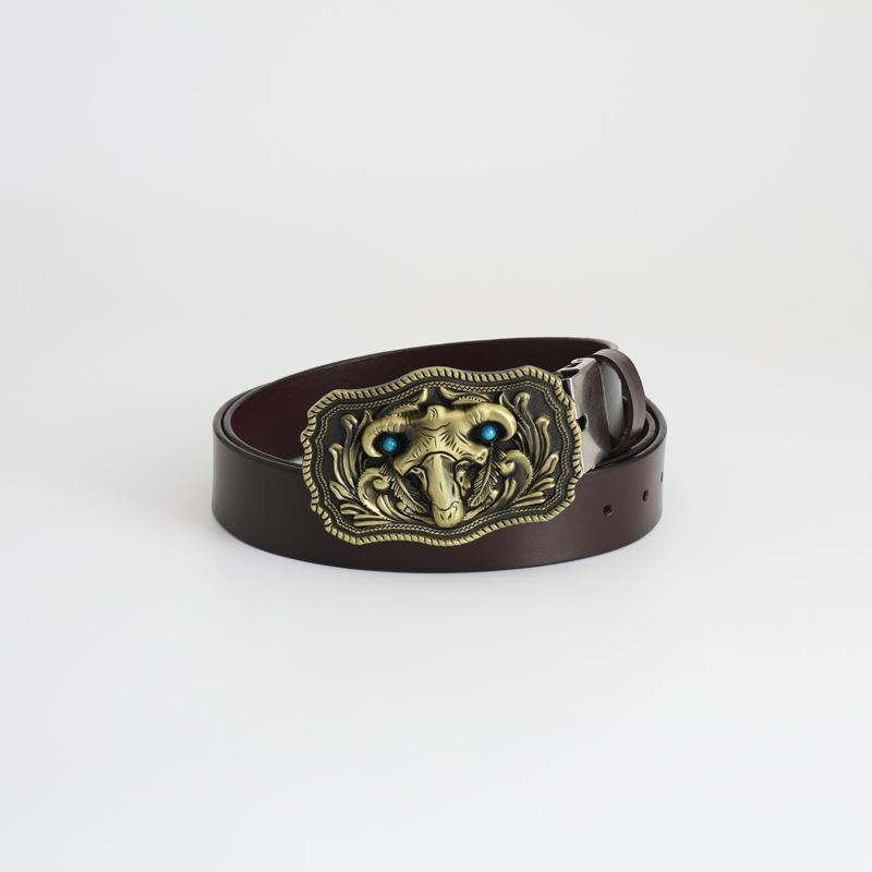 Sheep Totem Personality Ethnic Style Belt Fashion Whole Cowhide Retro Belt Ghost Knights Jeans Belt