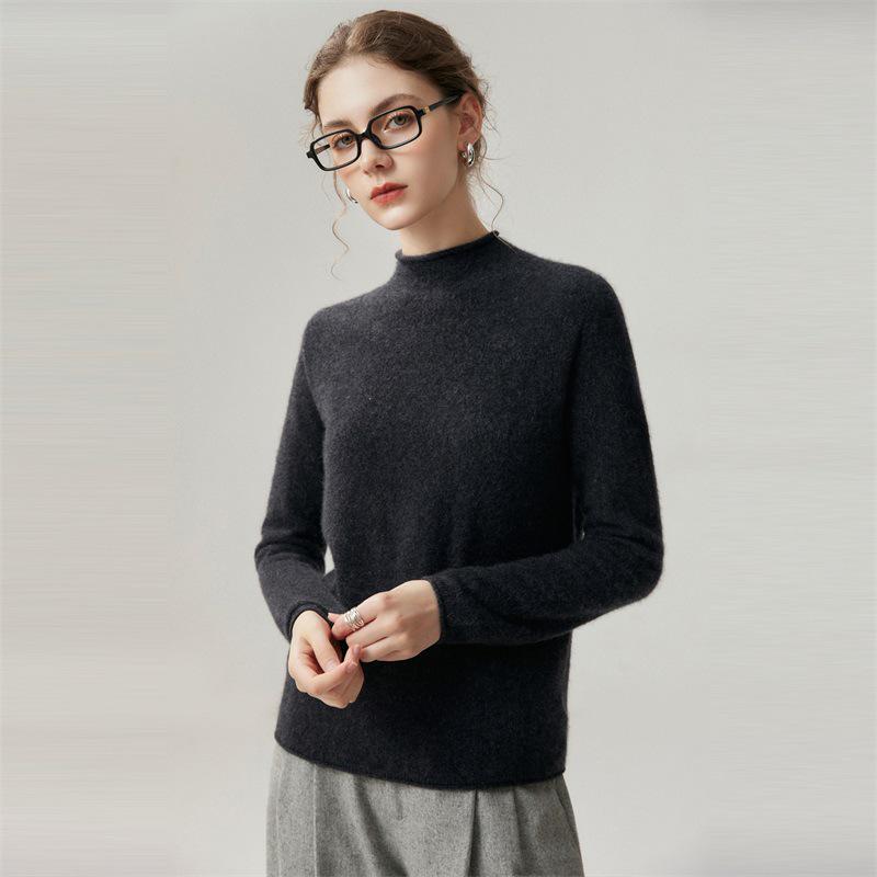 Lekasha Women's Cashmere Rolled Hem Turtleneck Sweater