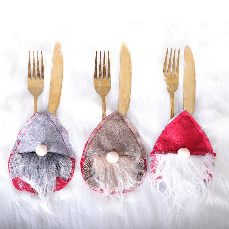 

1PC Tableware Holder bag Christmas Faceless Doll Decorations Home Accessories Kitchen Tableware Holder New Year 2022
