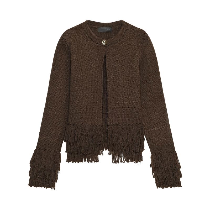 Zaprha 2025 Autumn New Unique Beautiful Tassel Button Knitted Outerwear Women Cardigan All-Match 6427109