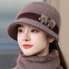 Windproof Floral Decor Hat Warm Knit Basin Cap Fashion Middle-aged Elderly Bucket Hat  Winter