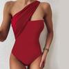 Costume da bagno push up da donna estivo Costume da bagno solido Costume da bagno a vita alta con una spalla