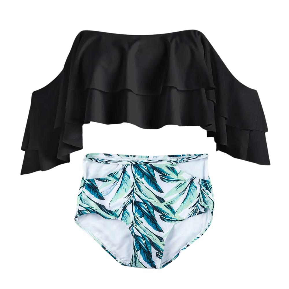 Two-piece bikini swimsuit, Spanish ruffle, high waist, L Two-piece bikini swimsuit, Spanish ruffle, high waist, L