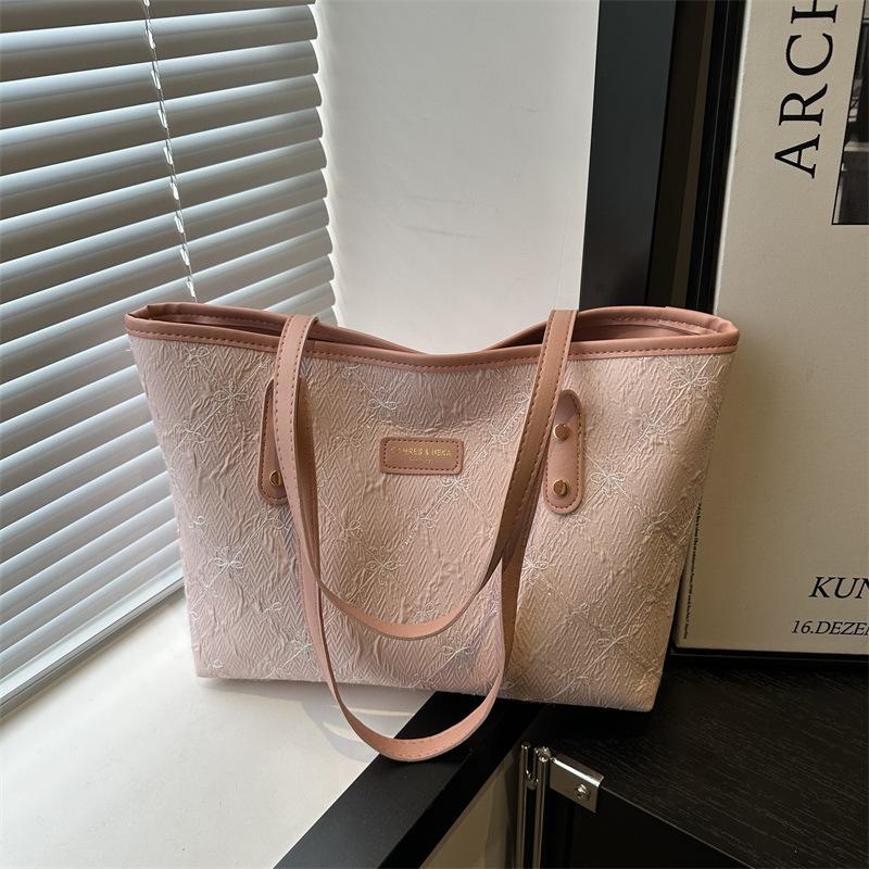 Simple Texture Rhombus Large-capacity Tote Bag Women's 2025 New Commuter Bag Women's Portable Shoulder Bag Tide