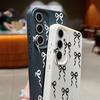 Bowknot Pattern Slim Matte Phone Case For Samsung S25 S24 FE S23 Ultra S22 A36 A56 A16 A55 A26 A35 TPU Leather Texture Soft Shockproof Bumper Cover