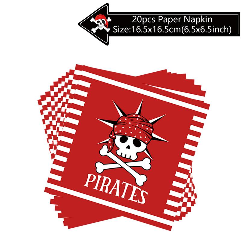 Pirate Theme Disposable Tableware Happy 1st Birthday Party Decorations Kids Napkins Paper Plates Pirate Birthday Party Supplies