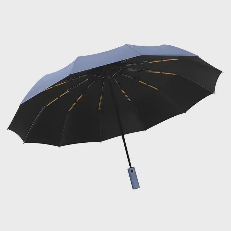 Automatischer 12-Speichen-Großschirm für Damen und Herren - Doppelte Nutzung, verstärkt für sonnige und regnerische Tage, geeignet für Studenten