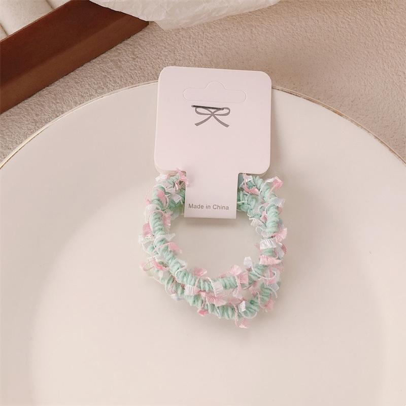 Colorful Candy Floss Hair Ties Spring Autumn Winter Versatile Elastic Hair Bands for Girls Kids Cute Ball Headbands