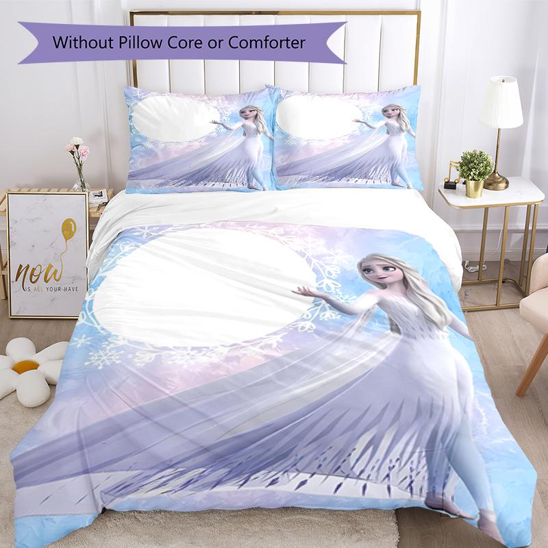 3pcs Elsa Bedding Set Duvet Cover Closure Includes 1 Duvet Cover & 2 Pillowcases, Soft and Comfortable for All Seasons.