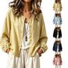 Damen Boho Baumwoll-Leinen-Bluse mit Spitzenbesatz für den Urlaub