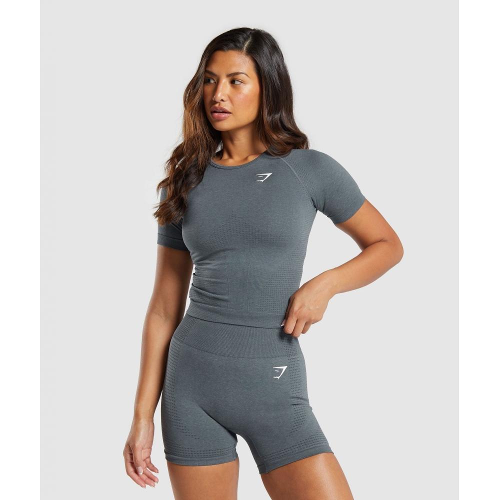 

Футболка Gymshark ViTal Seamless Tight ThirT, прочная, серая, меланжевая B9a6x Gcsv