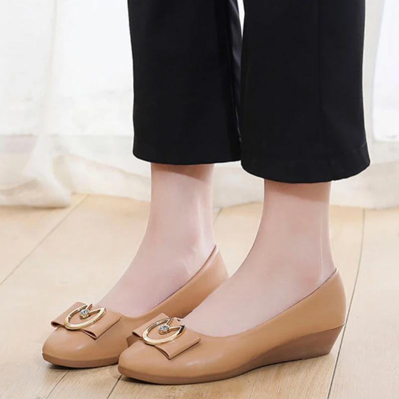 Women's Shoes Wedge Heel Round Toe Ladies Pumps with Medium Heels Spring Young on Promotion Shoe Y2k 2025 Trend 39 Wholesale