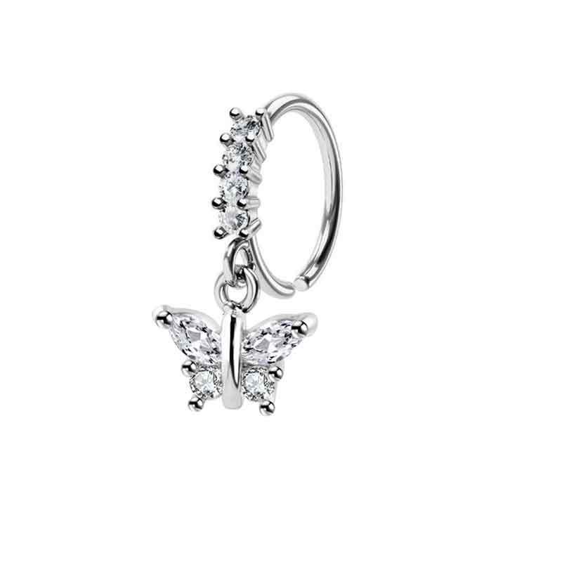 20G Teardrop Zircon Nose Ring Pendant - Trendy European & American Piercing Jewelry