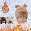 1-5PCS Winter Knit Beret Hat with Bear Ears and Ear Flaps Solid Color Baby Beanie Korean Style Warm Fleece Lined Toddler Cap