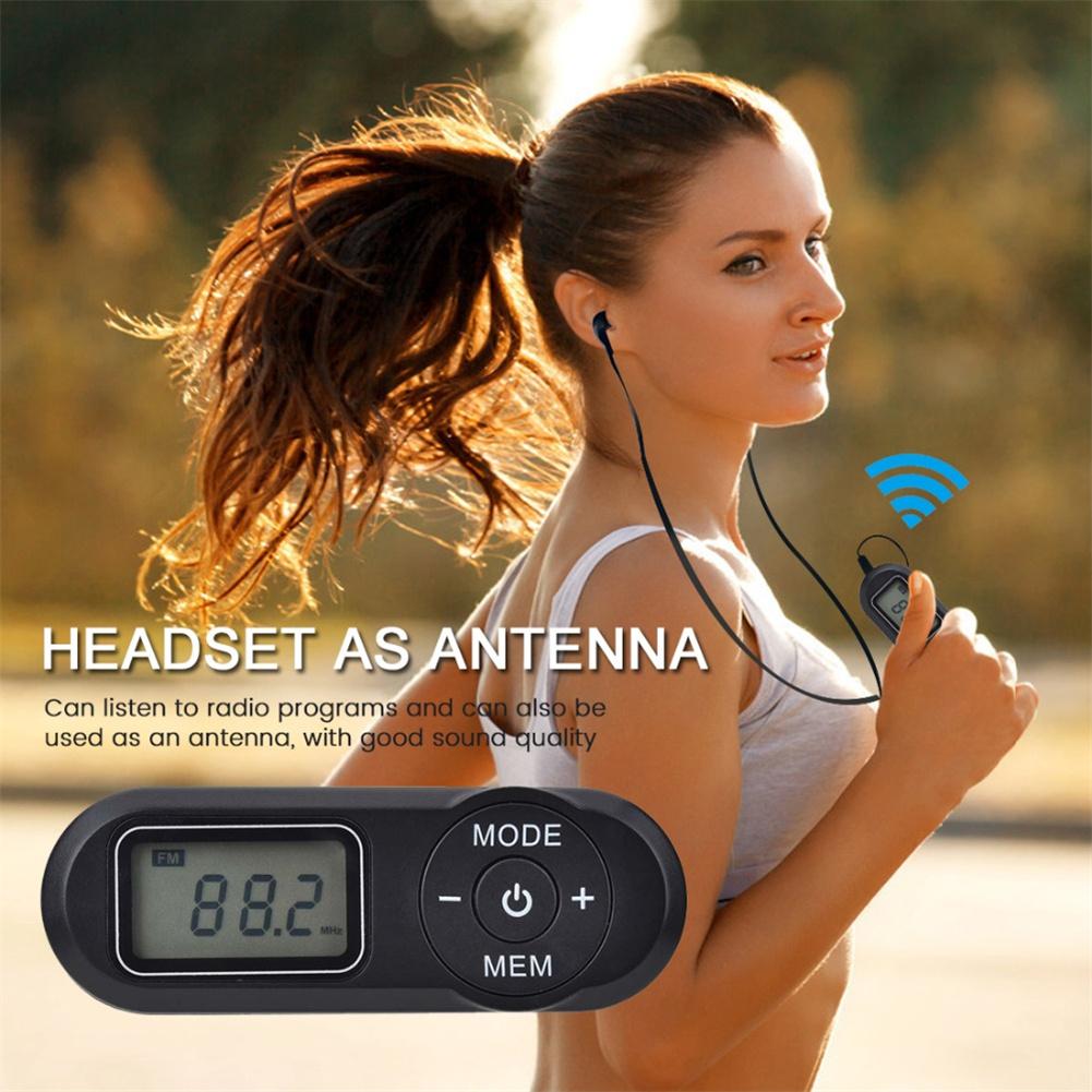 Pocket FM Radio FM 64-108Mhz Portable Sports Radio Receiver With Lcd Display 3.5mm Earphones Neck Lanyard