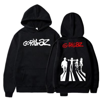 Höst- och Vintertröjor Långärmad Lös Mjuk Tröja Streetwear Jacka Gorillaz Tryck Dam och Herr Huvtröja