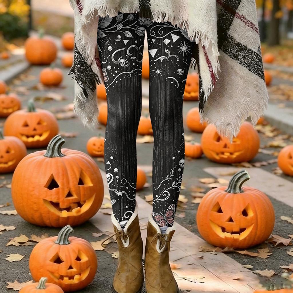 Women's Floral Print Stretch Leggings Casual Pants for Home Wear